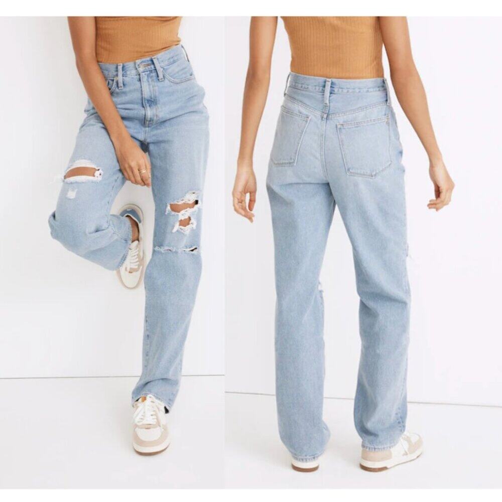 Madewell Baggy Straight Jeans in Earlhurst Wash: Ripped Edition